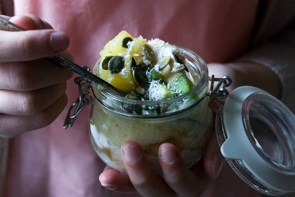 Low FODMAP Tropical Overnight Oats. Like eating refreshing, filling and nutritious ice-cream for breakfast! Plus It's easy to digest and simple to make.