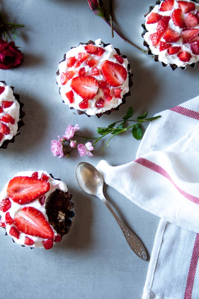 No Bake Strawberry Jam Chocolate Tarts. Healthy but indulging LOW FODMAP dessert.