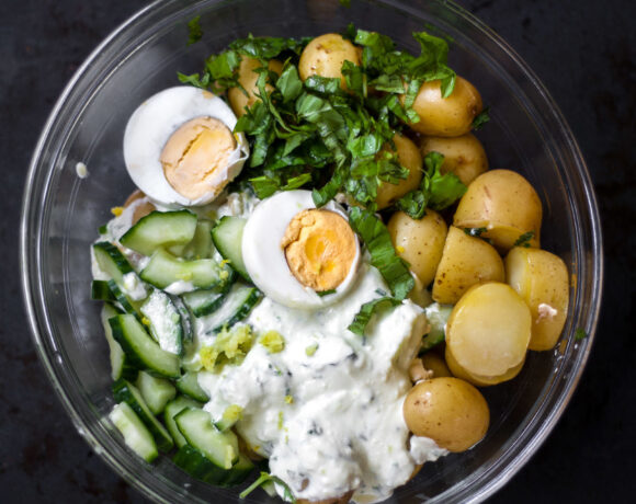 Food Photography.Creamy Potato Salad