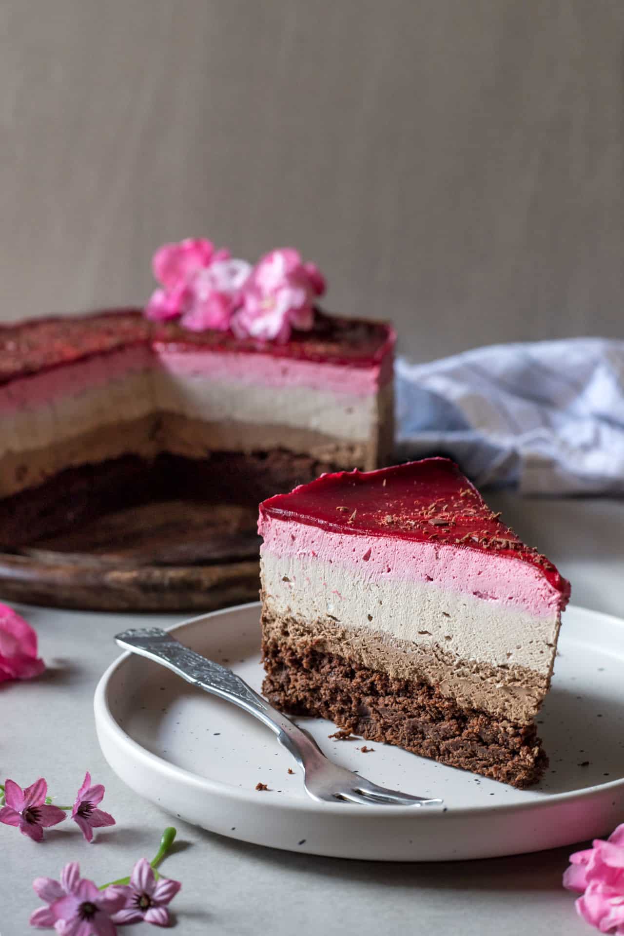 The best Gluten-Free Chocolate and Raspberry Mousse Cake. It is low FODMAP and Lactose-Free, plus super chocolatey, fruity, refreshing and very flavorful.