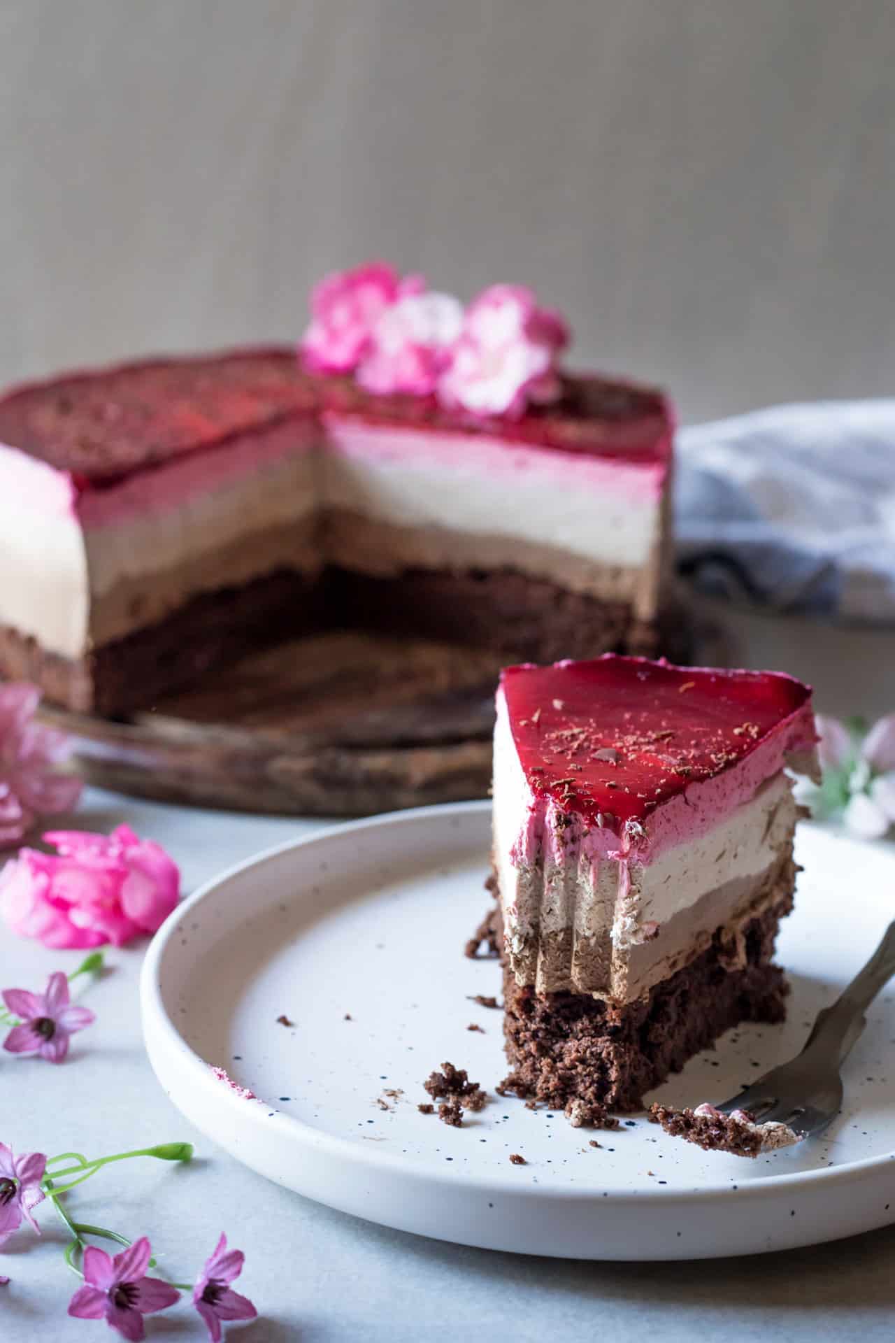 The best Gluten-Free Chocolate and Raspberry Mousse Cake. It is low FODMAP and Lactose-Free, plus super chocolatey, fruity, refreshing and very flavorful.