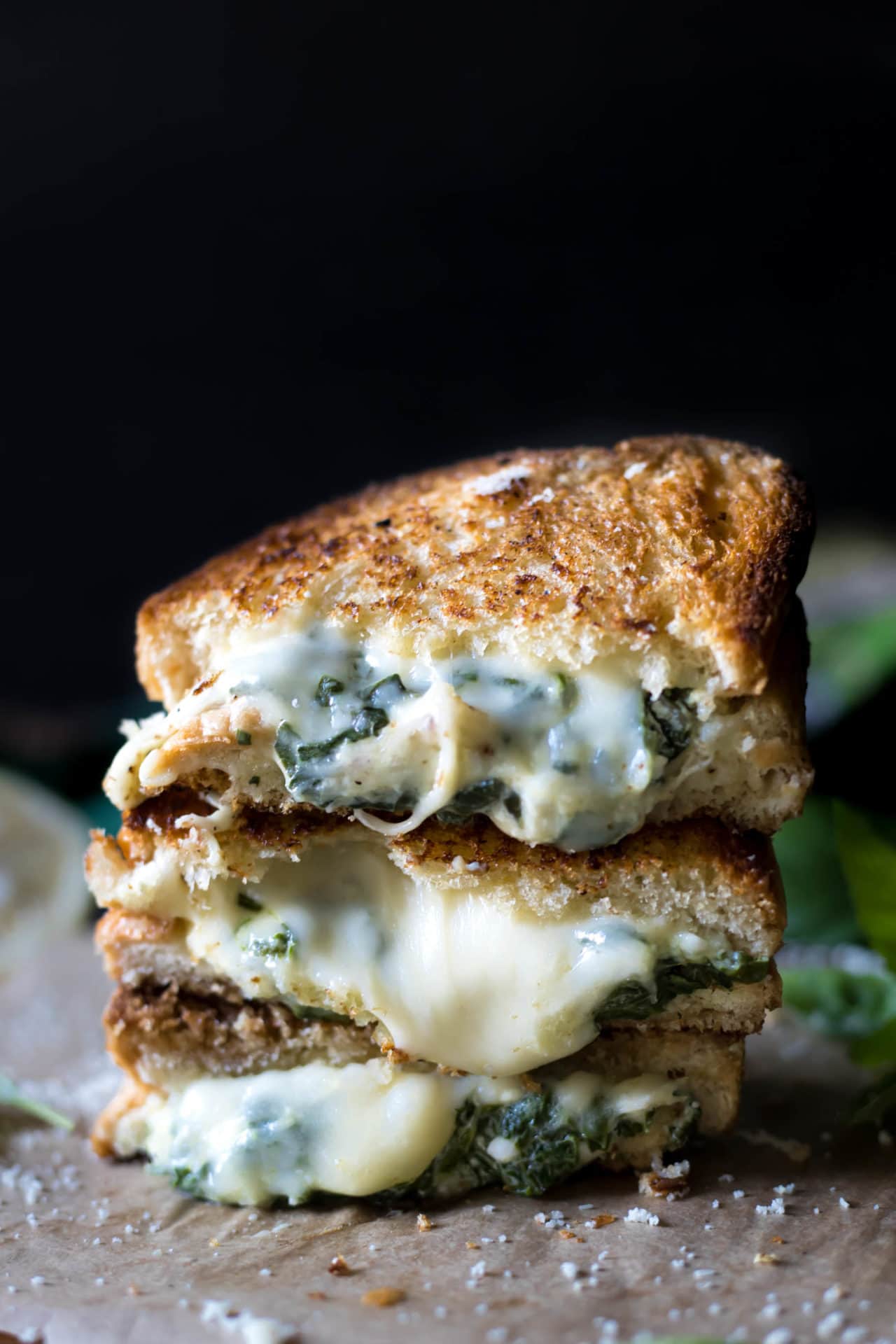 This Low FODMAP Grilled Cheese Sandwich with Spinach is super cheesy, crispy on the outside and soft on the inside, healthy and so delicious!
