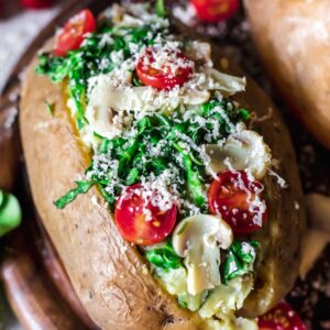 stuffed baked potato with veggies