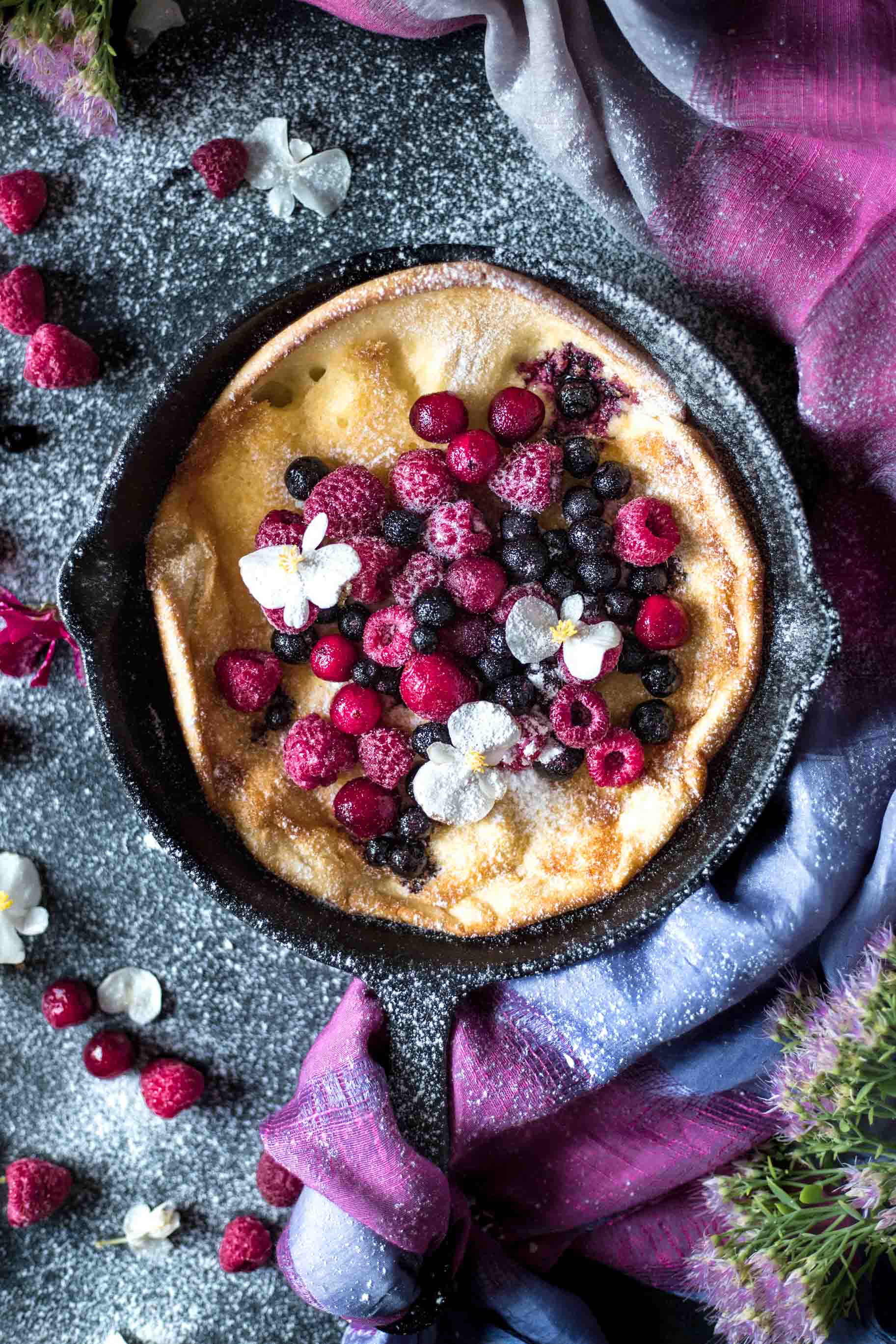 This Gluten-Free Dutch Baby is low FODMAP, light, fluffy, rich and so yum! It makes a filling, satisfying breakfast or brunch.