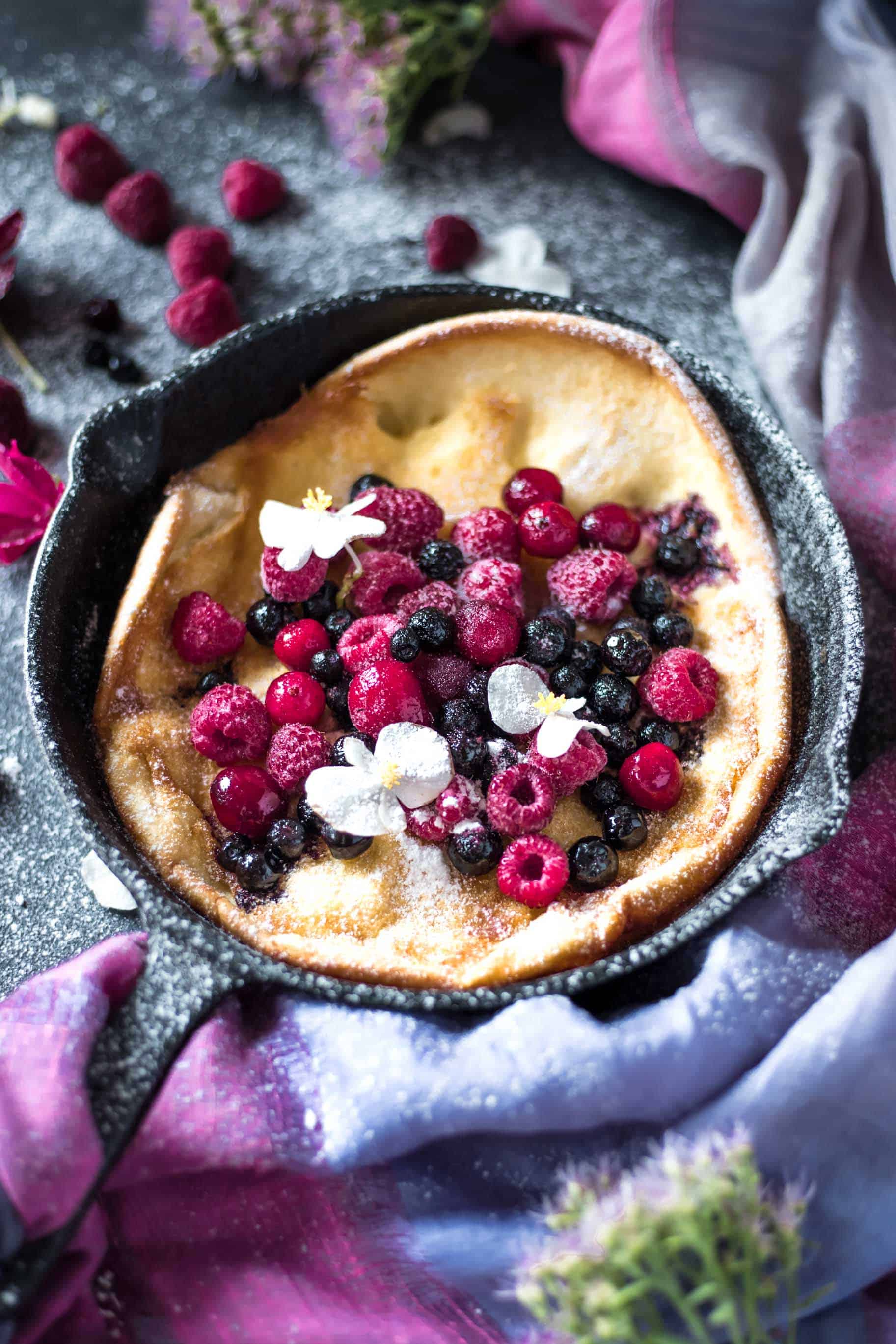 This Gluten-Free Dutch Baby is low FODMAP, light, fluffy, rich and so yum! It makes a filling, satisfying breakfast or brunch.