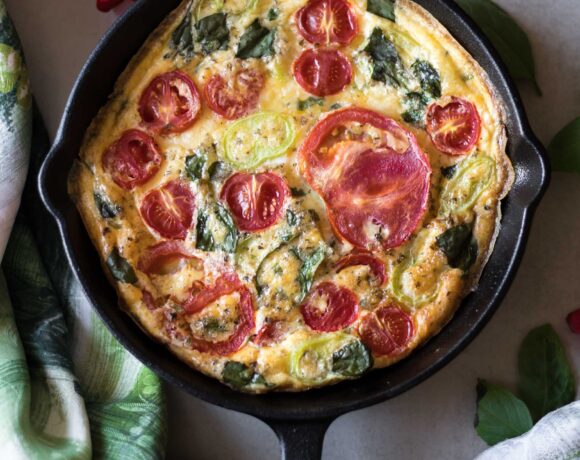 This Low FODMAP Mediterranean Frittata is light, fluffy and easy to digest. Every bite feels like having a piece of summer in your mouth
