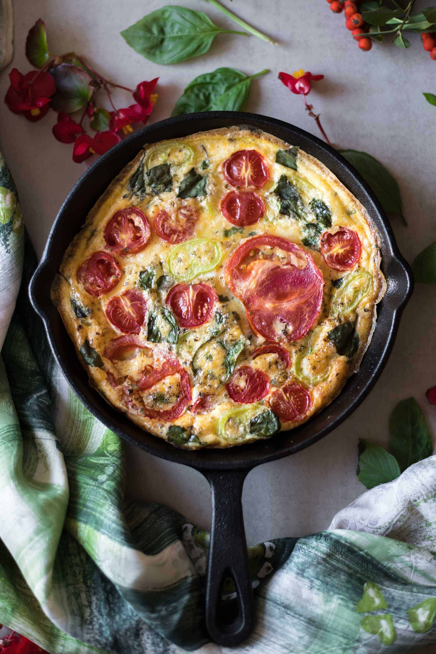 This Low FODMAP Mediterranean Frittata is light, fluffy and easy to digest. Every bite feels like having a piece of summer in your mouth