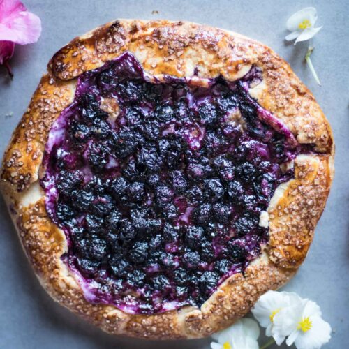 Simple and easy to make Gluten Free Blueberry and Cream Cheese Galette. This Galette is low FODMAP and easy to digest and super delicious!