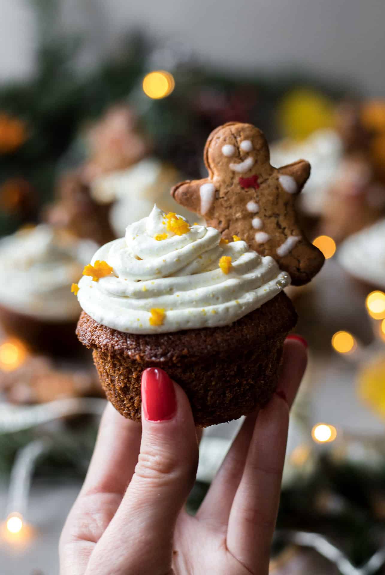 These low FODMAP & gluten-free gingerbread cupcakes are tender and soft, perfectly sweetened, spiced and super delicious.