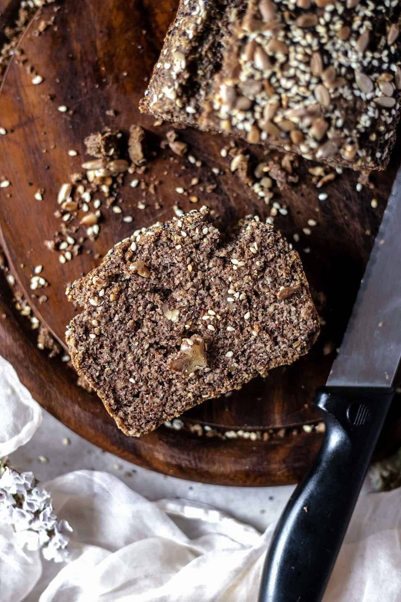 This gluten-free superfood bread is rich, wholesome, nutty, flavorful with a wonderfully soft texture. It's perfect for breakfast or mid-day snack.