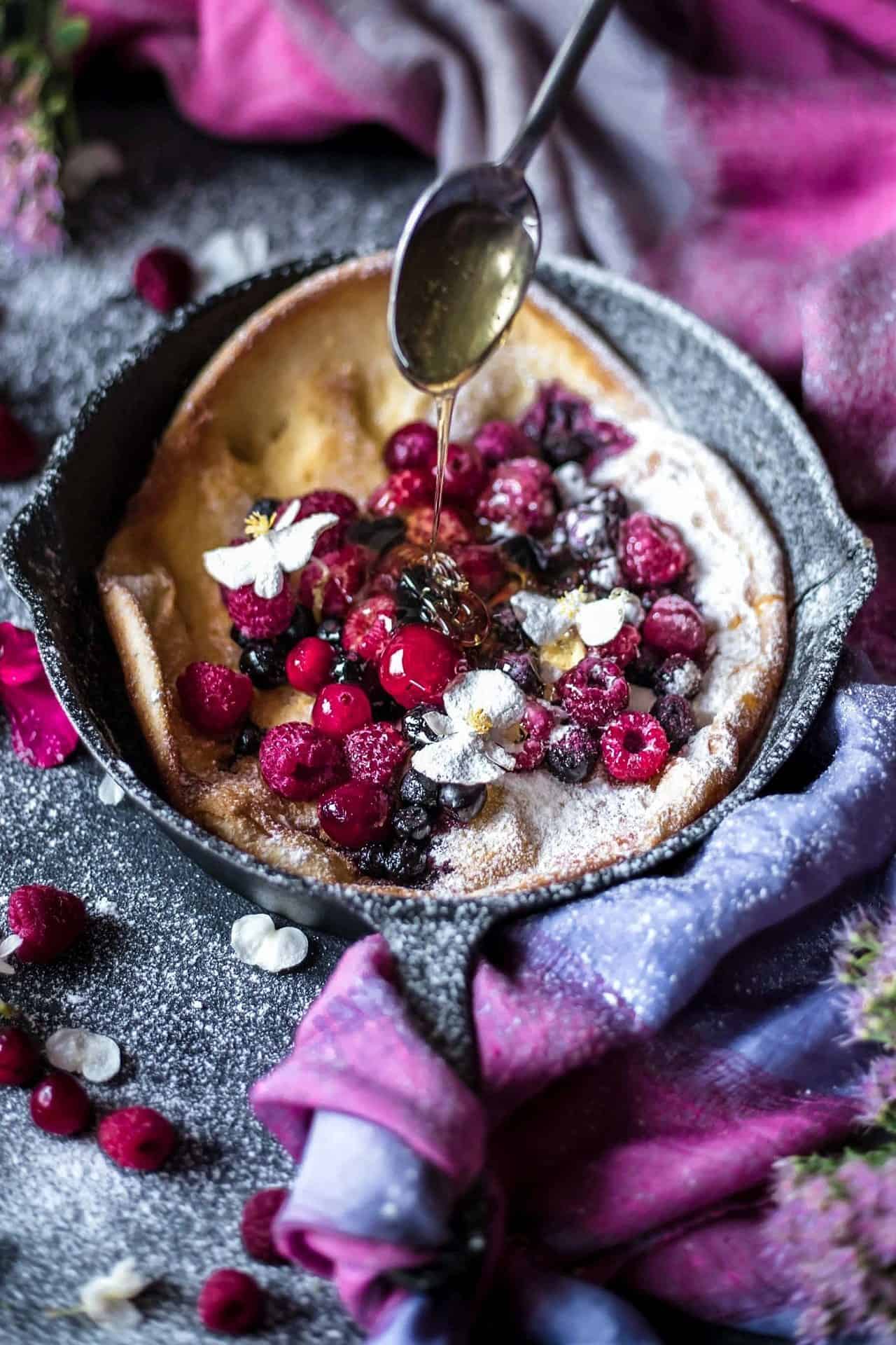 This Gluten-Free Dutch Baby is low FODMAP, light, fluffy, rich and so yum! It makes a filling, satisfying breakfast or brunch.