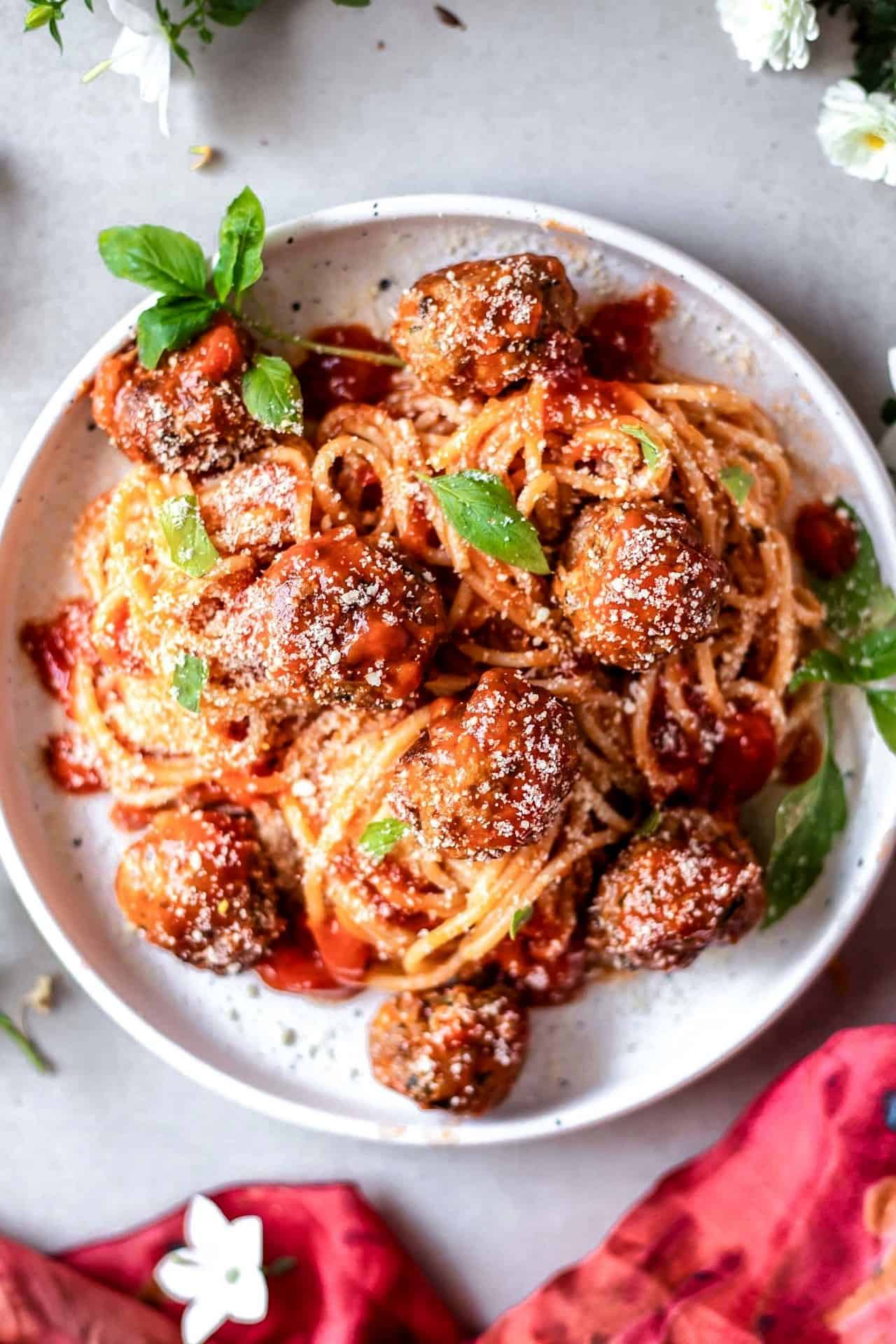 These low FODMAP meatballs are so flavorful, tender on the inside with a crust on the outside, Italian herb-infused, simple to make and super delicious!