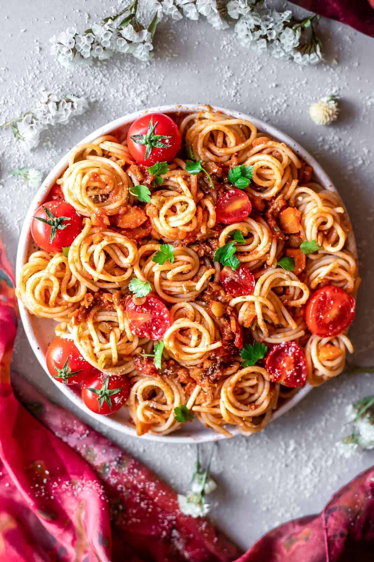 This Low FODMAP Vegan Bolognese sauce is super flavorful, comforting, satisfying, veggie-packed, healthy, simple to make and so delicious!