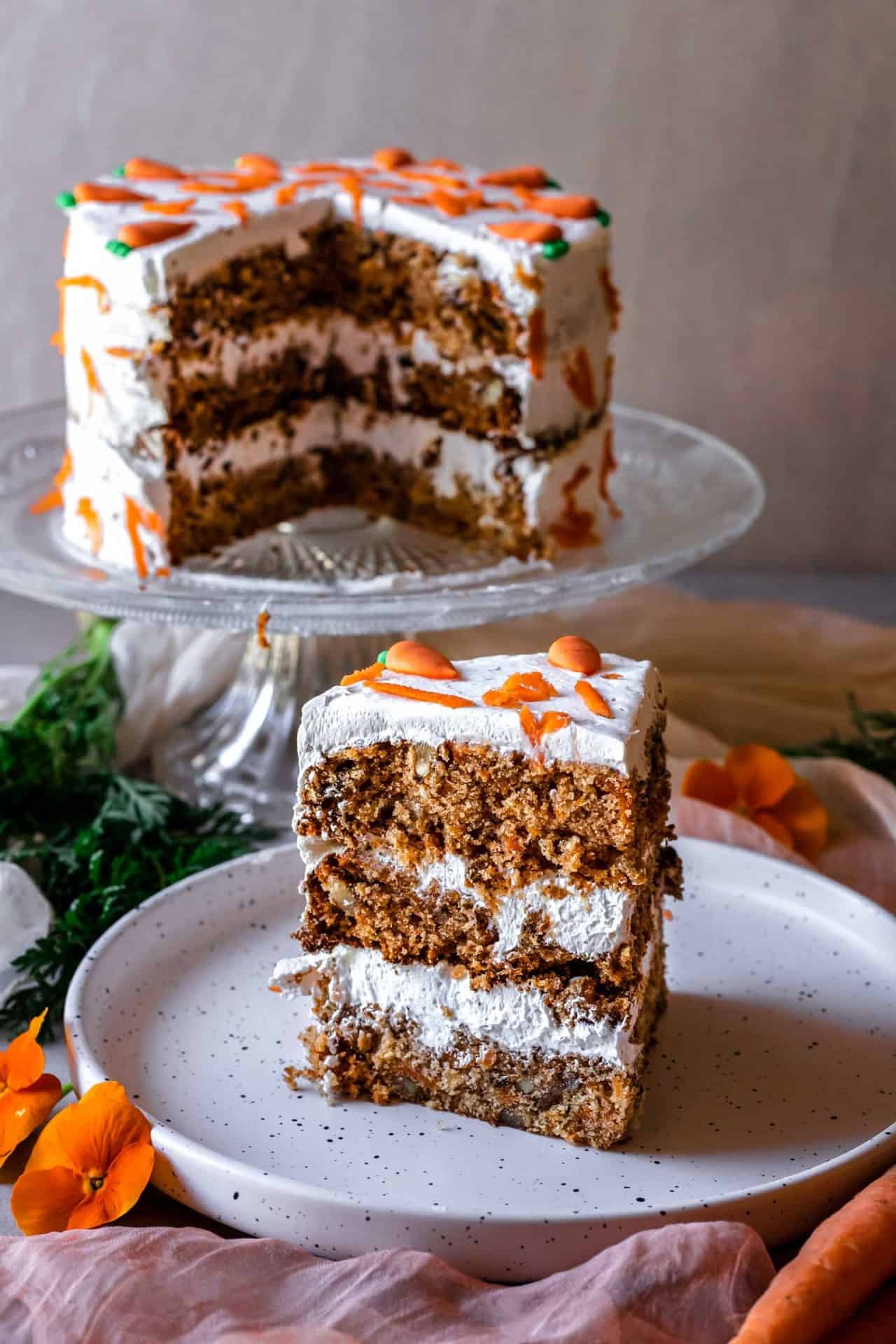 This Low FODMAP Carrot Cake is perfectly sweetened, flavorful, super tender and fluffy, moist, carrot packed and so delicious!