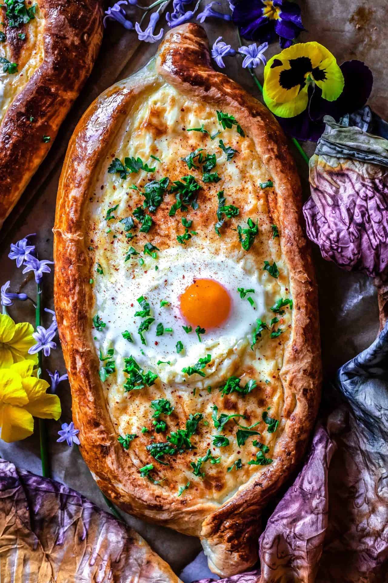 This Gluten Free Khachapuri (Georgian cheese bread) is so cheesy, super flavorful, savory, comforting, satisfying, soft, and so delicious!