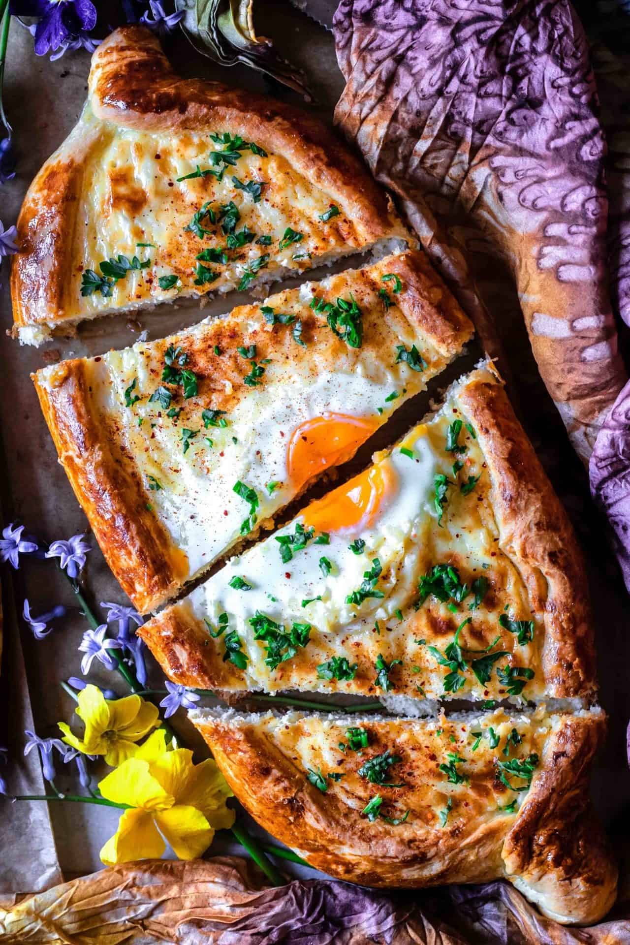 This Gluten Free Khachapuri (Georgian cheese bread) is so cheesy, super flavorful, savory, comforting, satisfying, soft, and so delicious! 