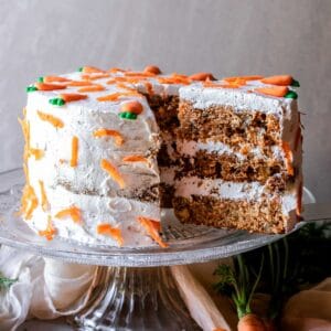 a slice of low FODMAP carrot cake