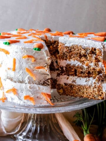 a slice of low FODMAP carrot cake