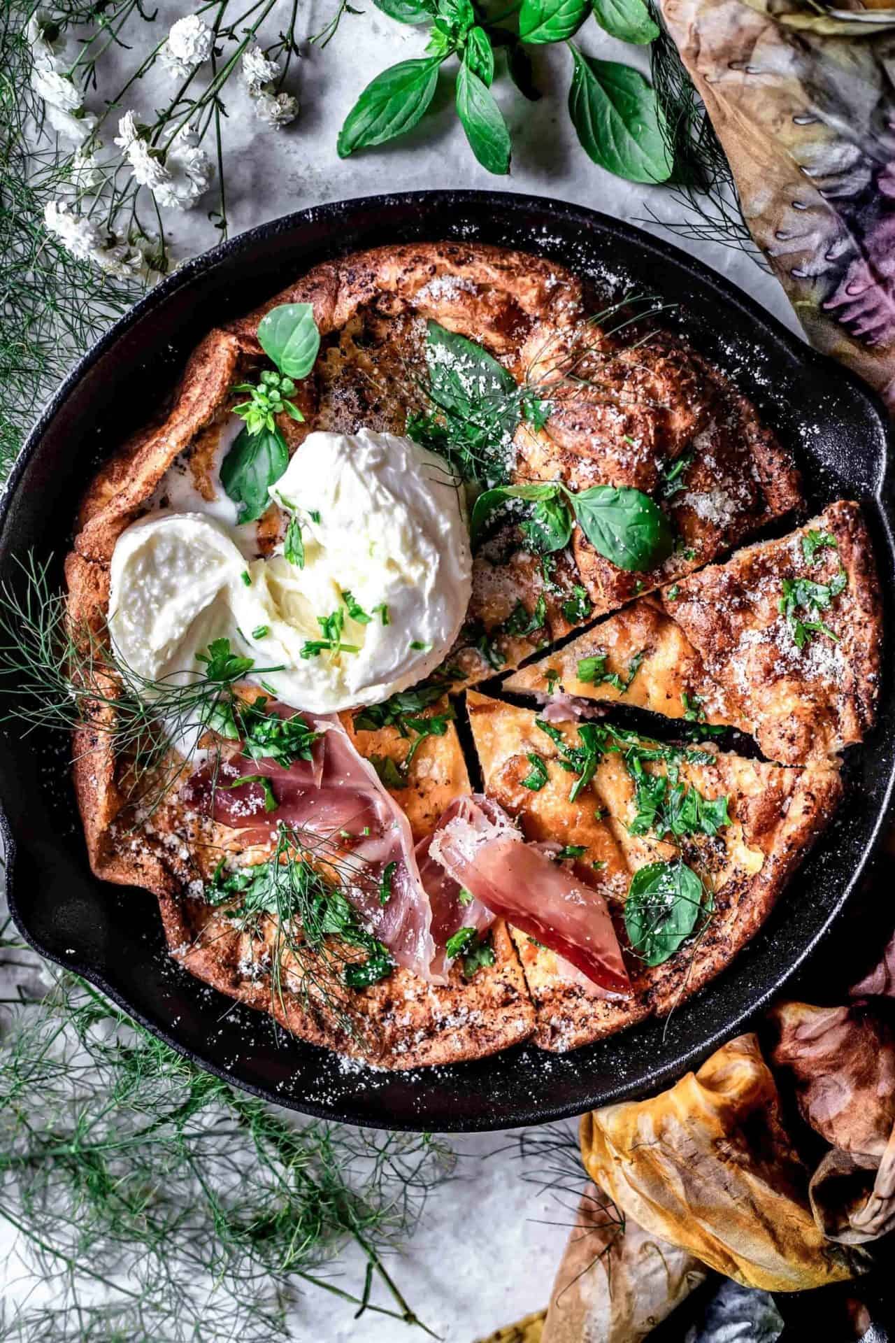 This Gluten-Free Savory Dutch Baby with Prosciutto and Parmesan is flavorful, savory, very simple to make and so delicious!