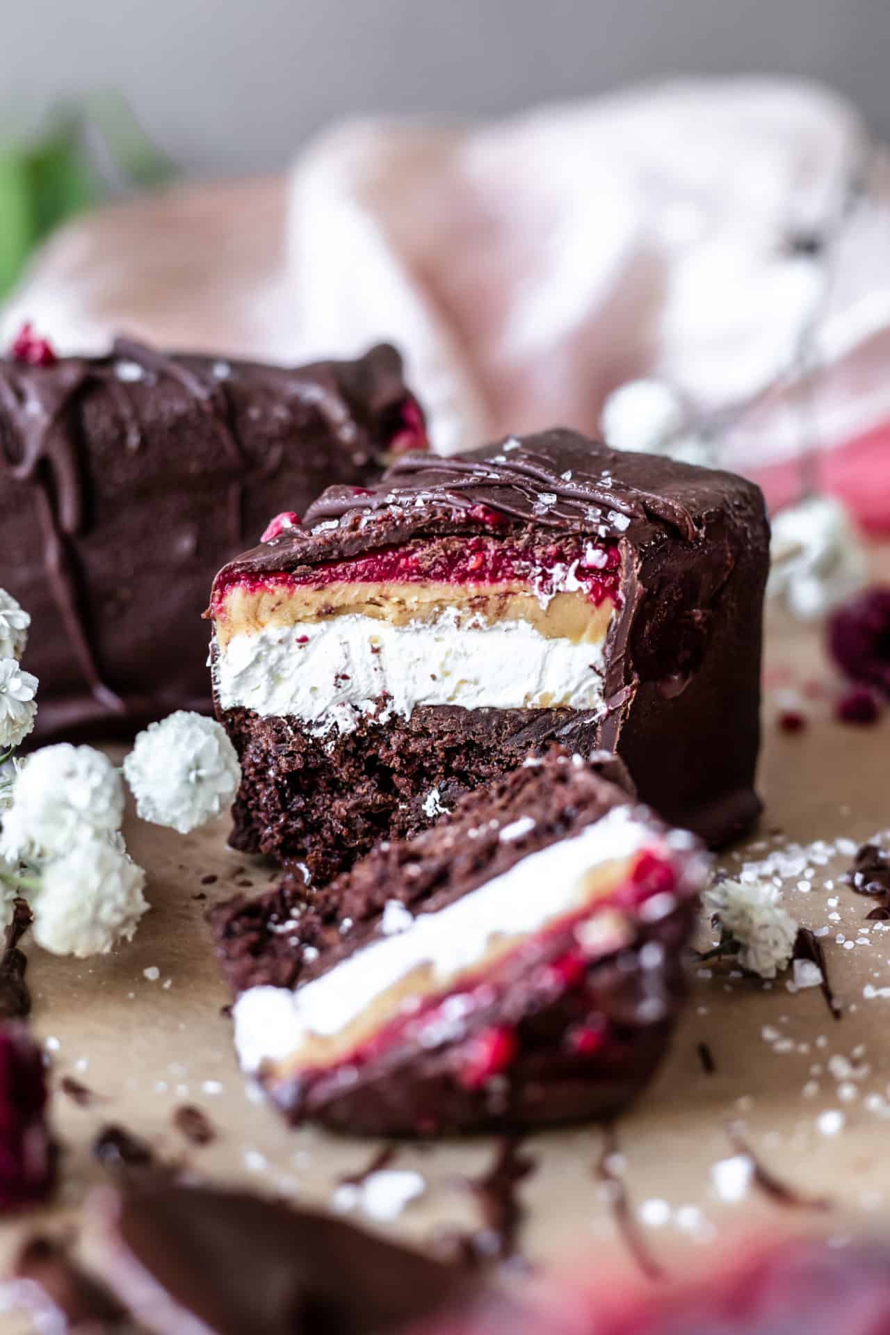 These Peanut Butter and Jam Brownie Ice Cream Bars are chocolaty, perfectly sweetened, creamy, refreshing and so delicious! Plus gluten-free!
