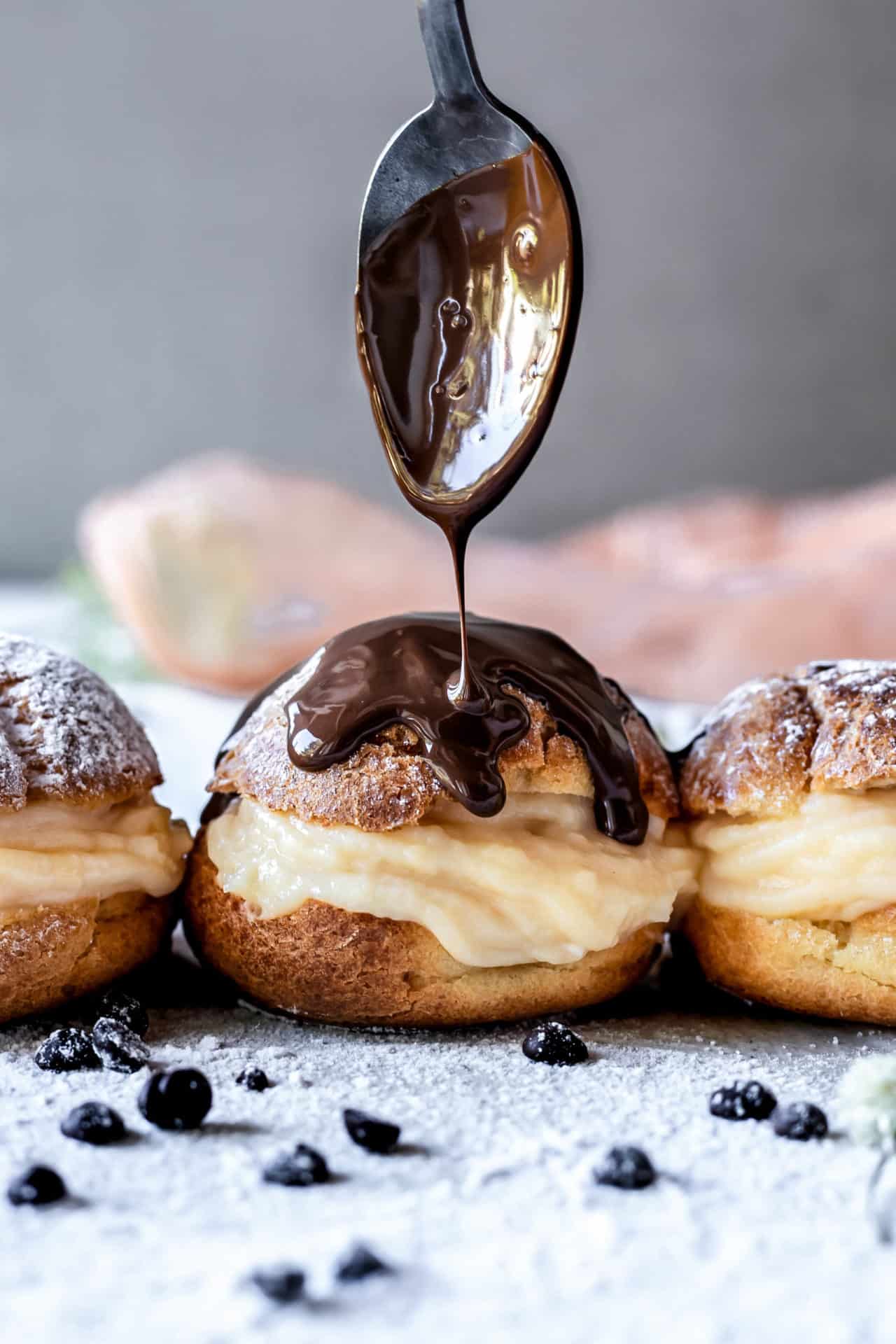 These Gluten Free Profiteroles are crispy, light, perfectly sweetened, bursting with creamy pastry cream and so delicious!