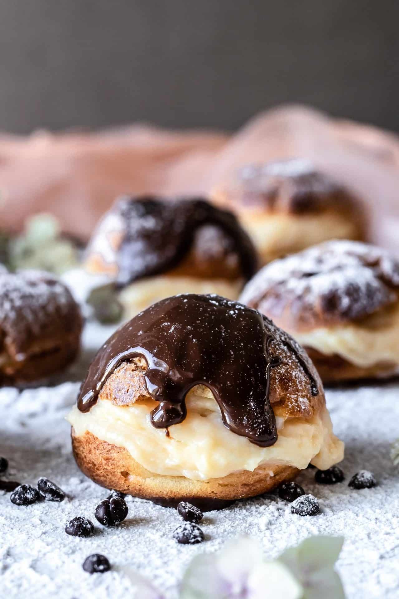 These Gluten Free Profiteroles are crispy, light, perfectly sweetened, bursting with creamy pastry cream and so delicious!