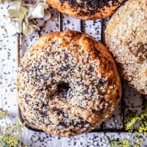 Gluten-free bagel with sesame seeds and poppy seeds