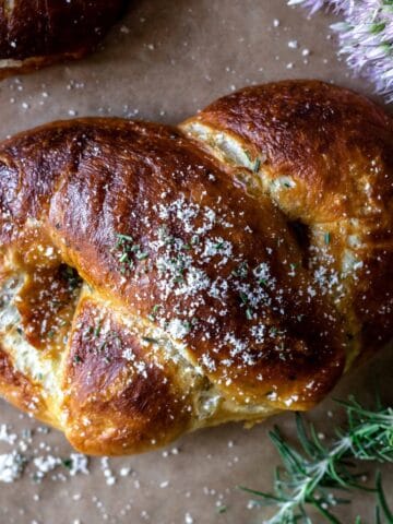 Gluten-Free Soft Pretzel sprinkled with parmesan cheese