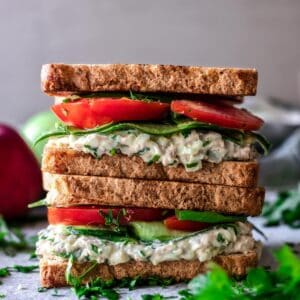 Two Low FODMAP sandwiches with tomato and lettuce