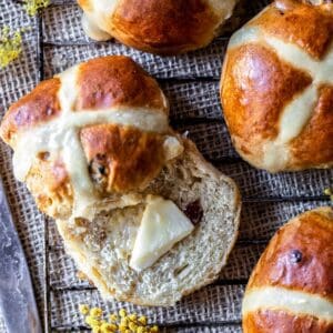 Gluten-free hot cross bun with butter