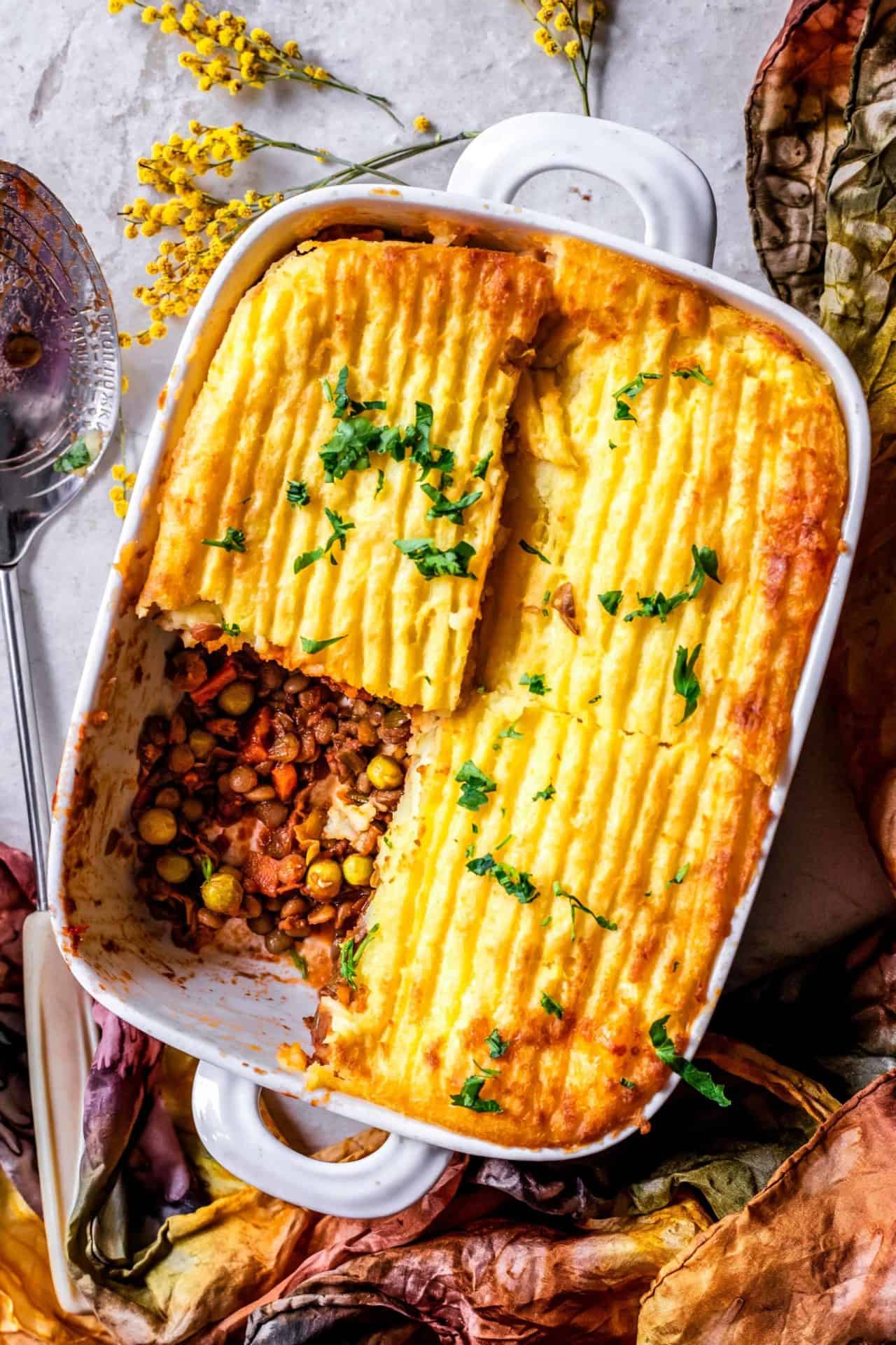 This Low FODMAP Vegan Shepherd's Pie is hearty, filling, comforting, tummy friendly, satisfying and so delicious!
