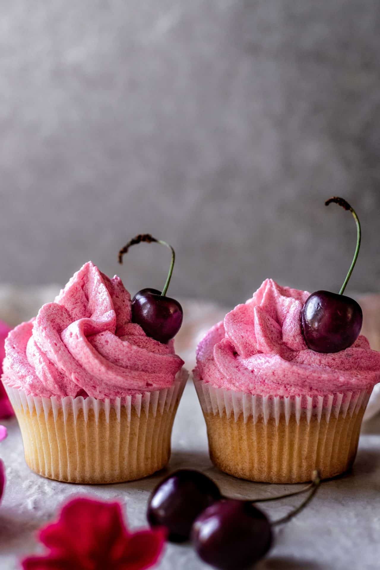 These Gluten-Free Cherry Cupcakes are tender and spongy, light, infused with cherries, fruity, and just so delicious!