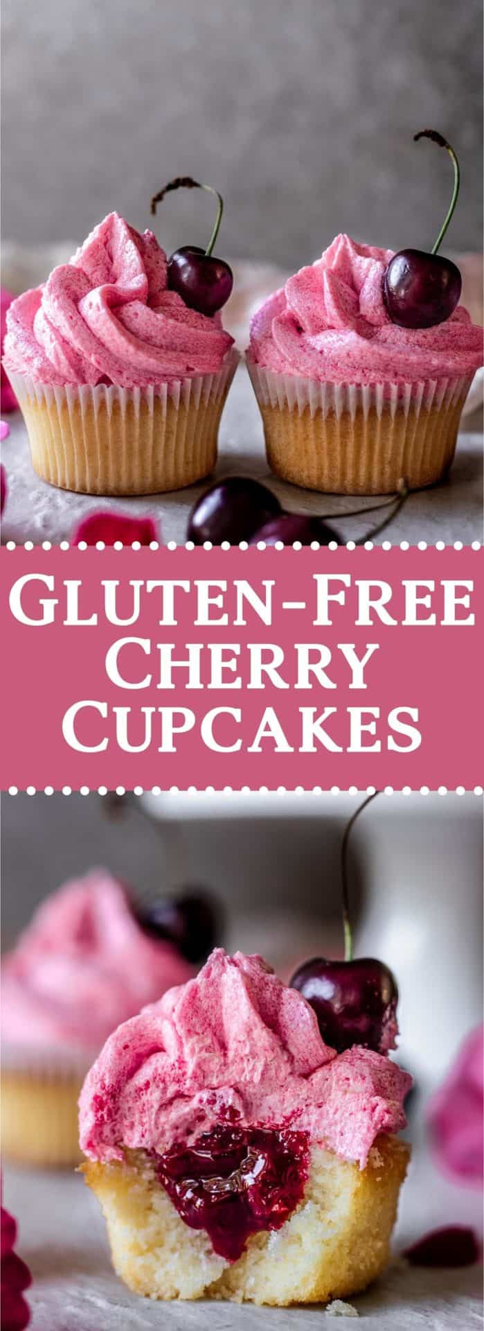 These Gluten-Free Cherry Cupcakes are tender and spongy, light, infused with cherries, fruity, and just so delicious!
