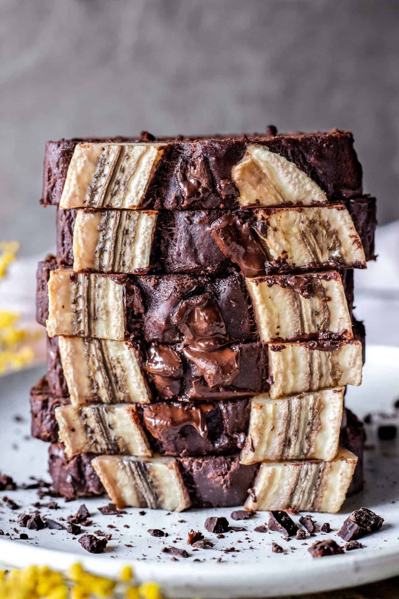 This Gluten-Free Vegan Chocolate Banana Bread is moist, tender, super chocolaty, rich, loaded with bananas and so delicious!
