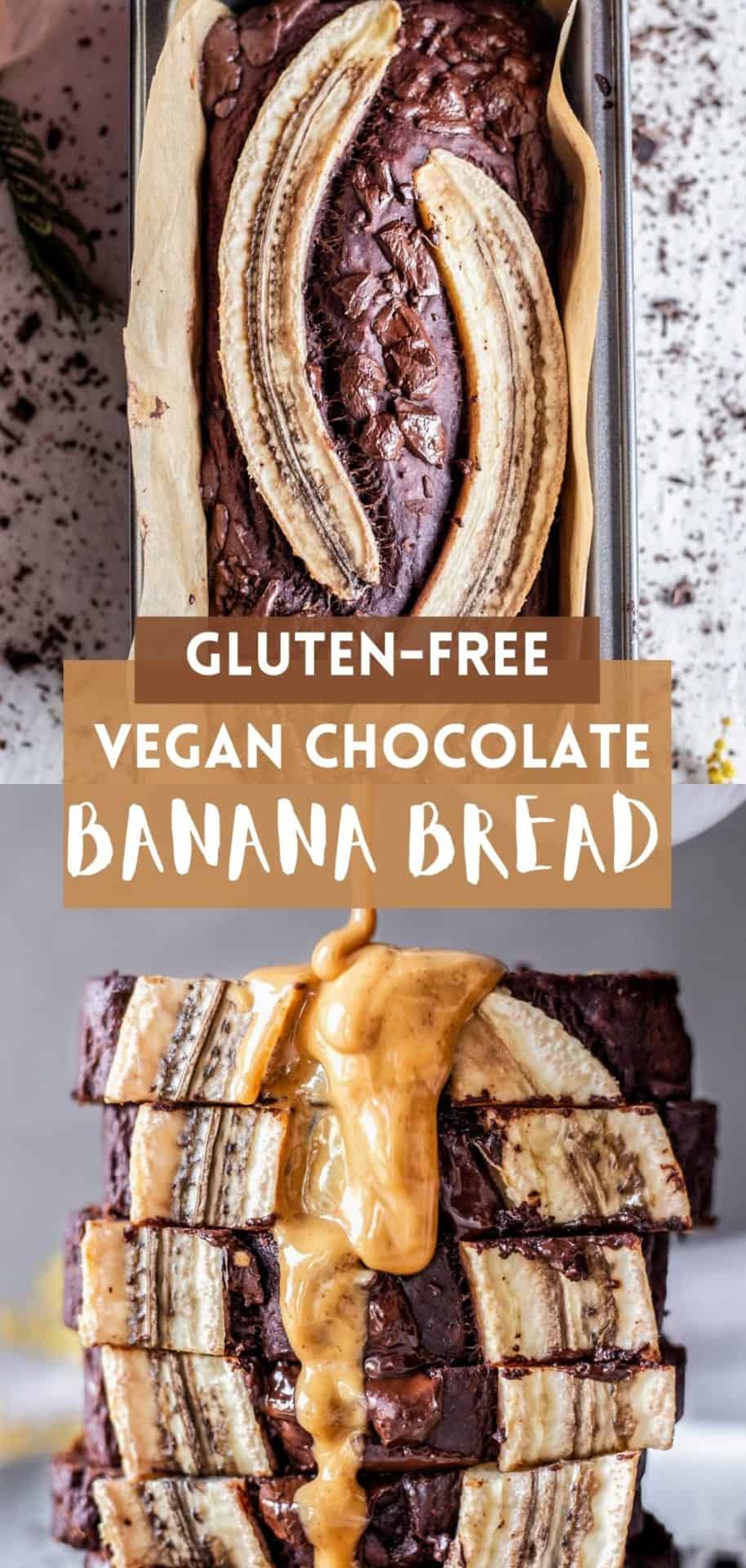 This Gluten-Free Vegan Chocolate Banana Bread is moist, tender, super chocolaty, rich, loaded with bananas and so delicious!
