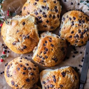 freshly baked gluten-free chocolate chips brioche buns