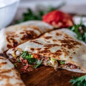 Sliced Greek Quesadilla