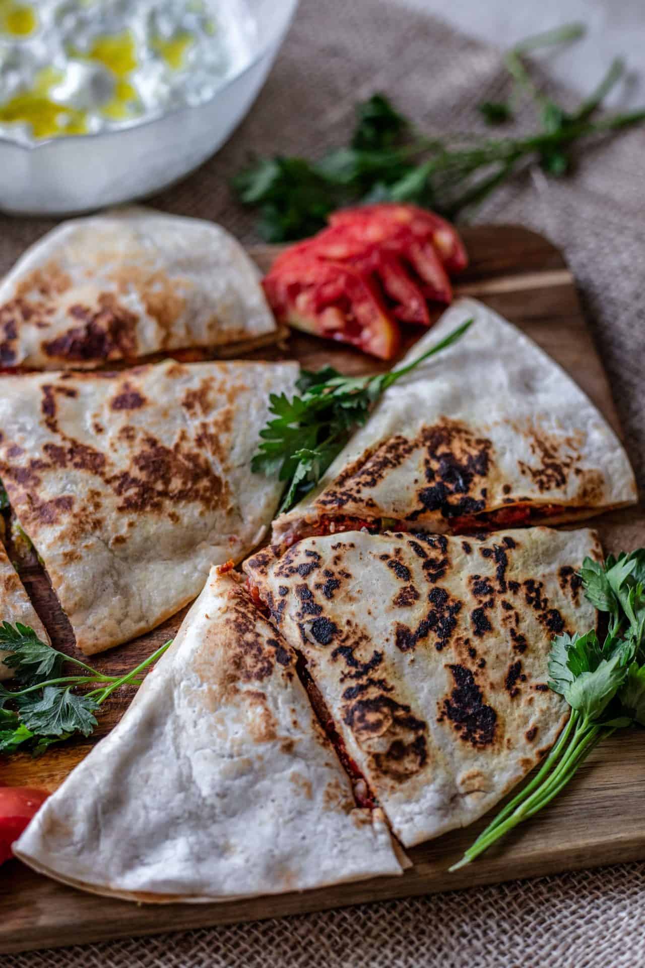 This Greek Quesadilla is bursting with Mediterranean flavours, moreover is very light, simple to make and so delicious!