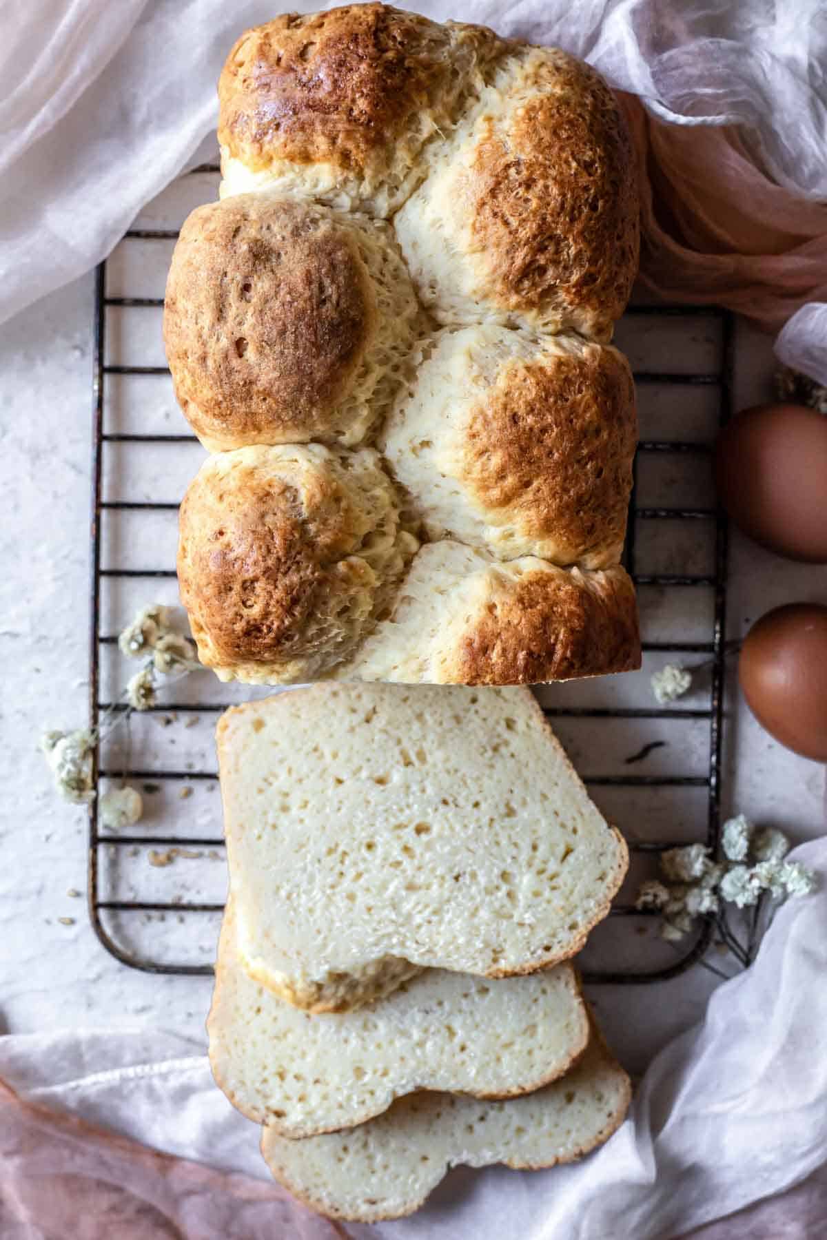 Sliced Gluten-Free Brioche Bread.