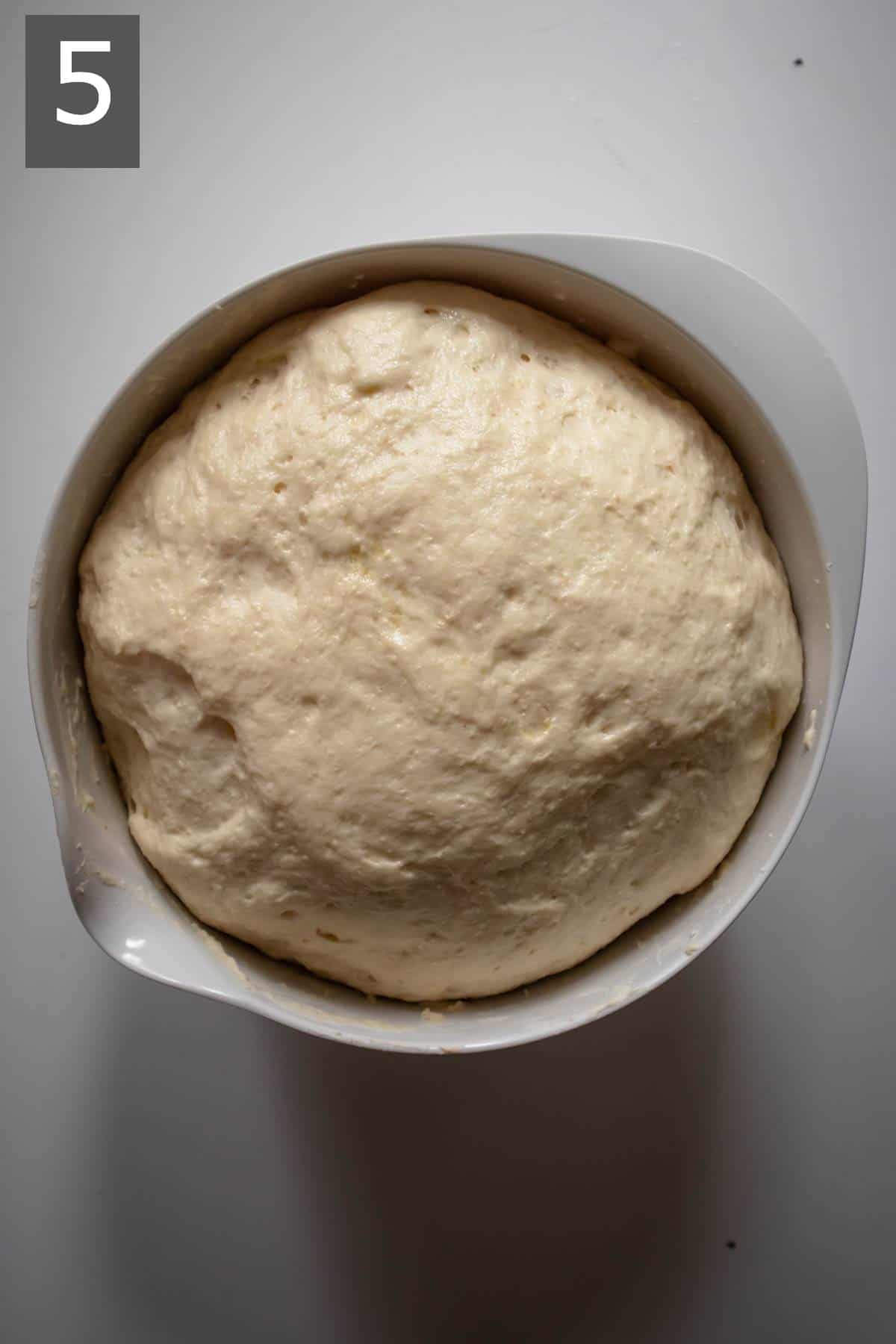 Risen dough in a bowl