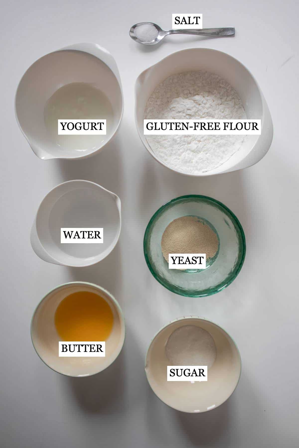 Ingredients needed to make gluten-free naan bread