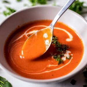 a bowl of gluten free tomato soup