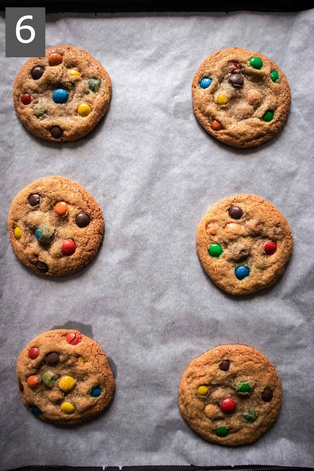 freshly baked gluten-free M&M cookies