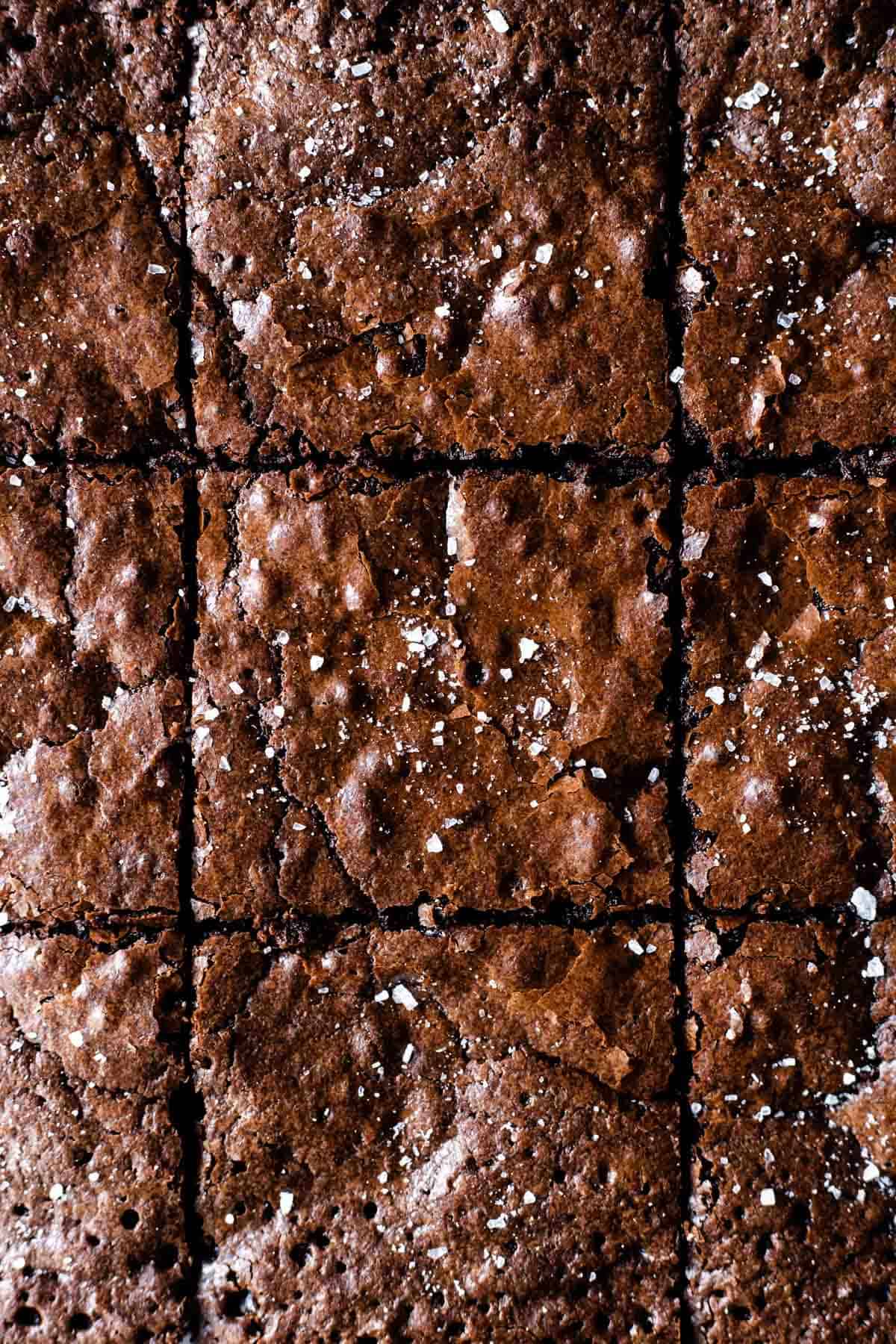 Sliced brownies with sea salt