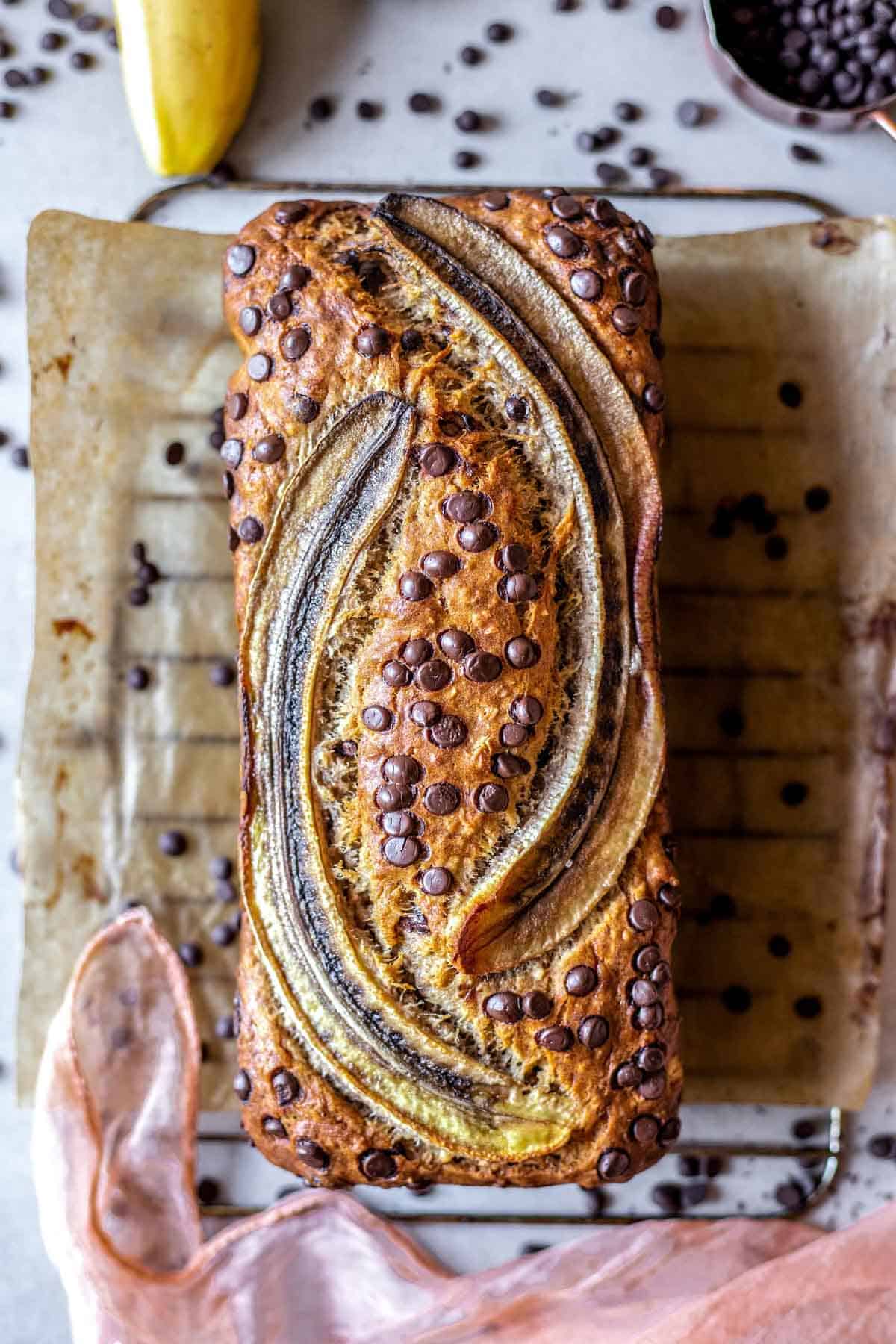 Banana Bread Loaf on a baking papper