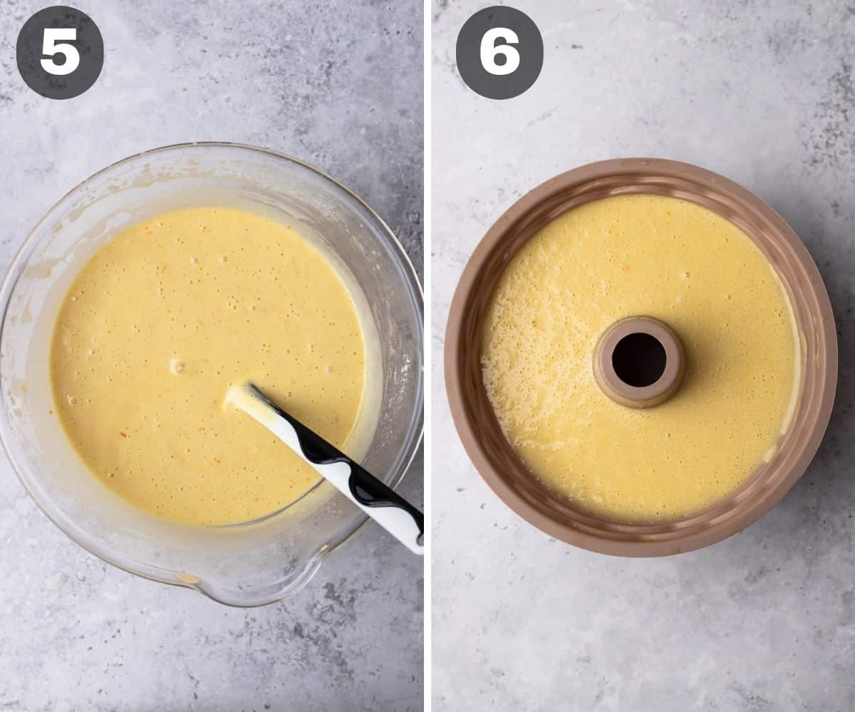 Collage Cake Batter in a Bundt Cake Pan