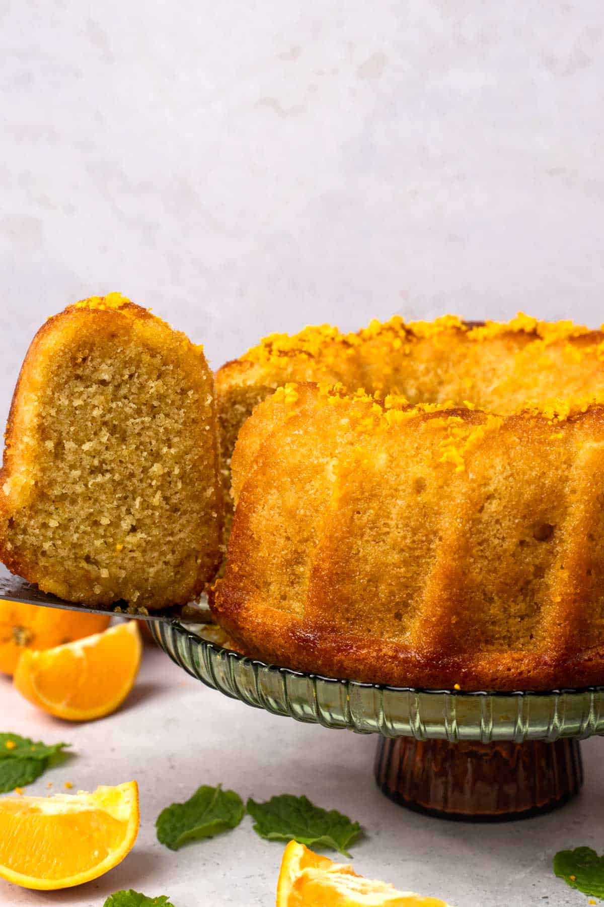 Slicing Orange Rum Bundt Cake