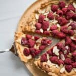 Sliced almond and raspberry tart