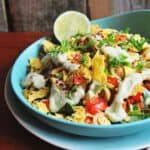 Tortilla Salad in a Bowl decorated with cilantro