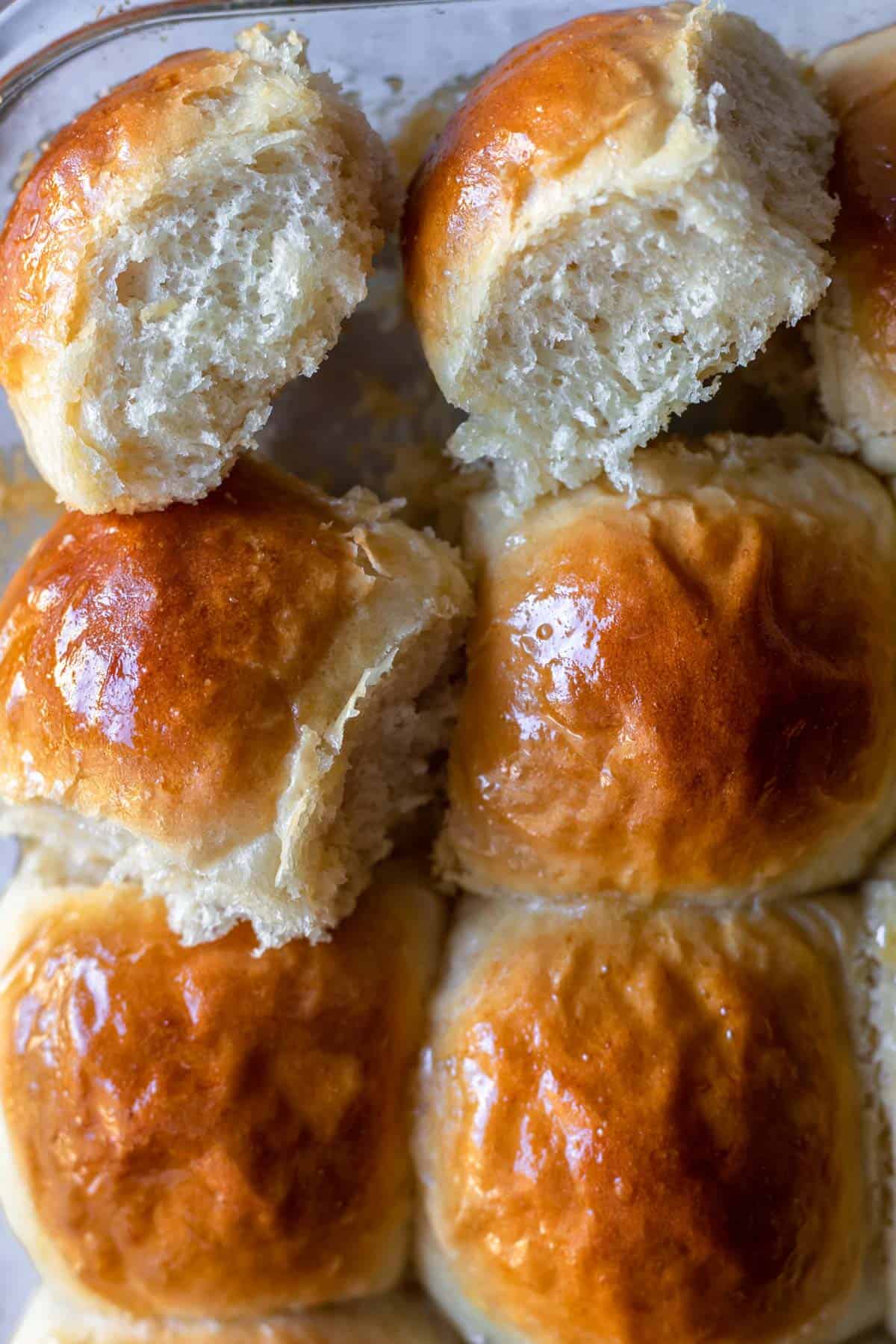 Dinner rolls photographed from up close